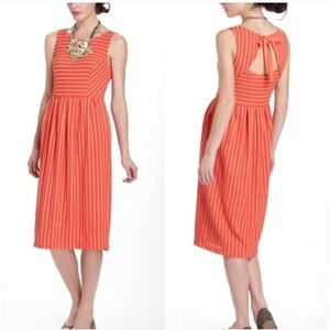 Anthropologie Postmark Retro Ribbon Midi Dress Sleeveless Summer Tie Back Casual